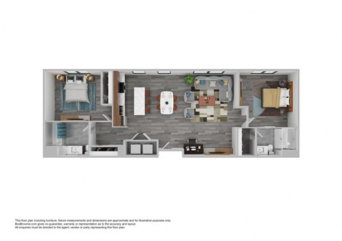 Floor plan for 2 beds, 2 baths, 814 sqft
